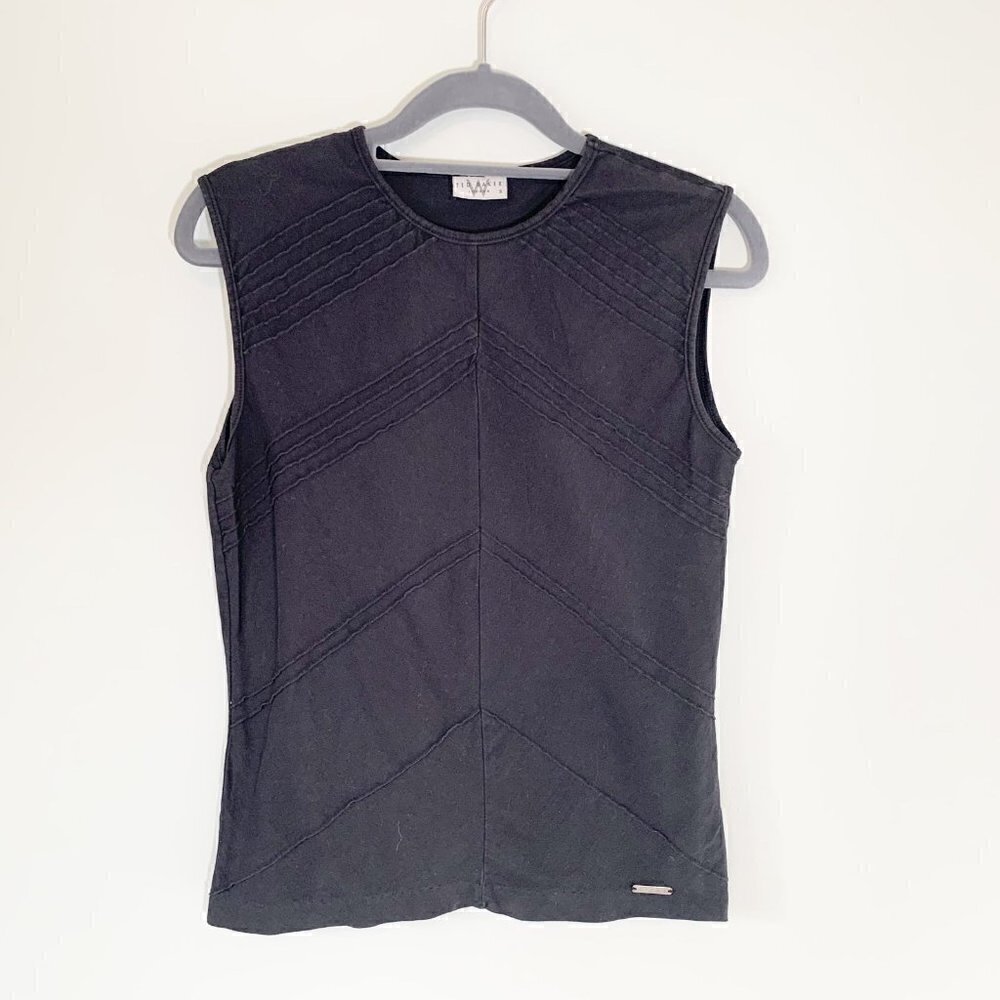 Ted Baker London Women Grey-Black Chevron Stitched Sleeveless Cotton Top
